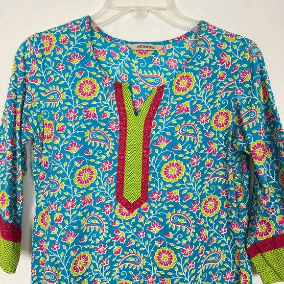 Avaasa Paisley Print Blue Tunic/Dress Size S - Picture 3 of 11